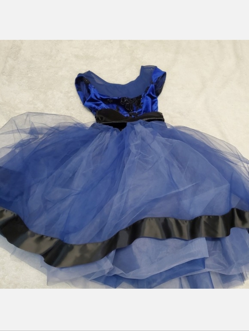 Weissman Navy Blue Black Tulle Ballet Dance Leotard Costume Girl MC 10 12